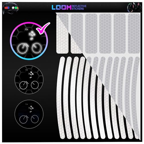 LOOM Reflective Stickers for Bikes Rims | 18pc Brilliant-Gray | Reflective Tape for Motorcycle Helmet Decals and Bike Reflectors | Hi Vis Bicycle reflectors, Mailbox Stickers
