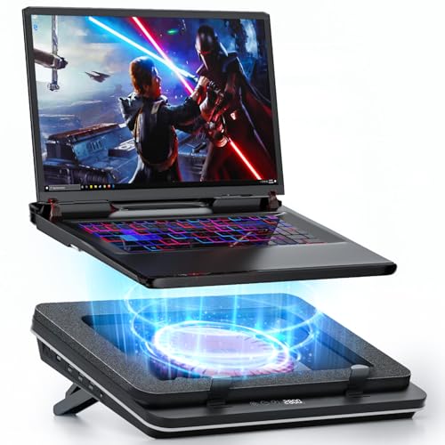 IETS GT600 Laptop Cooling Pad Equipped with Gigantic Turbo-Fan（5.5inch Diameter）,Sealed Foam for Rapid Cooling Gaming Laptop,14.1-19.3 inch Laptop Cooler with 3-Port USB Hub,Dust Filter,Touch Start