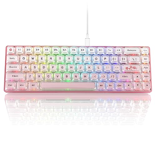 Womier 60% Keyboard Gaming Pink - Wired Creamy Mechanical Keyboard, Hot-Swappable RGB Custom Mini Key Board with Arrow Keys/Software Supported, Prelubrication Linear Switch (WK68-Pink)