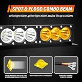 Willpower 49 inch LED Light Bar Single Row White Amber Dual Color 270W Off Road Light Bar Spot Flood Combo LED Work Light Truck UTV 4x4 Cars SUVs ATVs Boats Fog Driving Light with Wiring Harness kit