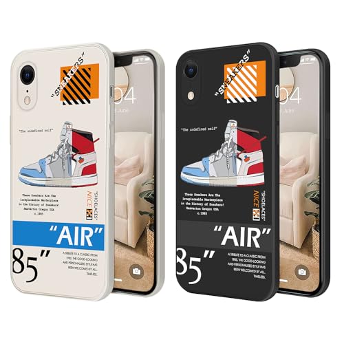 YIHOINGLSS 2 Pack Cool Shoes Compatible with iPhone XR Case,Sports Design Slim TPU Case with Camera Protection,Boys Girls Black and White 6.1inch