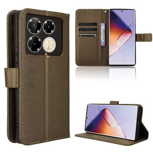Elubugod Compatible with Infinix Note 40 Pro 4G Leather Case Cover,PU Leather flip Cover Compatible with Infinix Note 40 Pro 4G X6850 Case Cover Brown