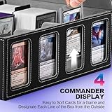 UAONO Trading Card Storage Box with Commander Display; 2400+ Deck Box for MTG with Removable Cover; Toploader Card Case fits Magic TCG PTCG Sports Cards; 24 Dividers, 4 Stoppers (Black, Grey)