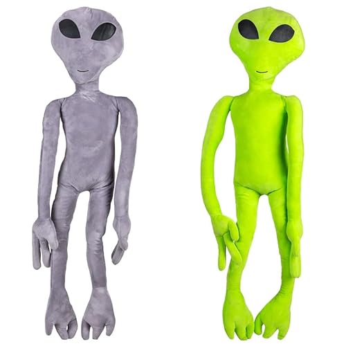 Alien Plush Toy, 18 inch Stuffed Figure, Gray or Green Colors, Glow-in-The-Dark Eyes- Alien Stuffed Animal (Green)