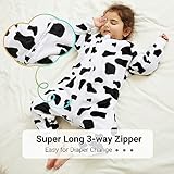 MICHLEY Flannel Baby Sleeping Bag Unisex Pajamas, Long Sleeve Zipper Wearable Sleeping Sack for Autumn Winter Boys Girls,Cow,9-18months, Size 80