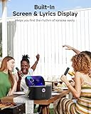 Ikarao Portable Karaoke Machine for Adults Kids, Built-in Lyrics Display and Screen, 2 Self-Charging Wireless Mics, Karaoke App, Connect to TV, Bluetooth Speaker PA System for Home Outdoor Party