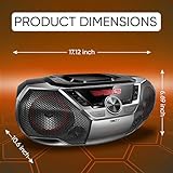 Philips Portable Boombox CD Player Bluetooth FM Radio MP3 Mega Bass Reflex Stereo Sound System with NFC, 12W, USB Input, Headphone Jack, and LCD Display