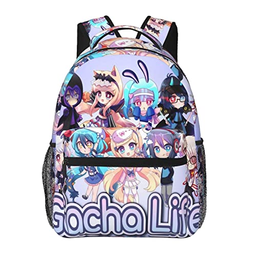 DHOUTSL Backpacks Gacha Game Life Anime Laptop Backpack Unisex Multipurpose Double Shoulder Bag for Camping Travle Work Hiking Gifts