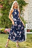 STYLEWORD Women's 2025 Summer Fashion Wedding Guest Formal Maxi Dresses Halter Sundress Casual Hawaiian Long Dress(Floral-54-L)