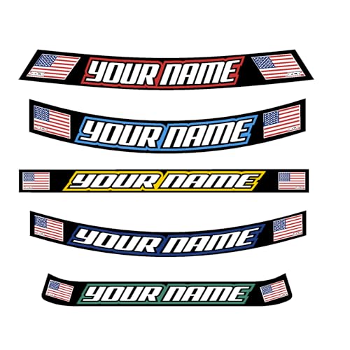 Personalized Helmet Visor Strips Vinyl Decal Sticker - Waterproof, Durable Custom Name Sticker for Helmet Visor Cover, Set of 4 - Printed in USA (Block)