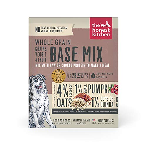 The Honest Kitchen Human Grade Whole Grain, Veggie & Fruit Base Mix Dehydrated Dog Food (Just Add Protein) - 7 Pound Box (makes 12 Pounds)