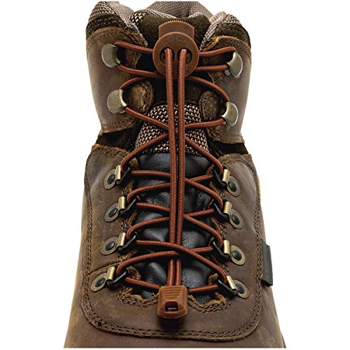 Lock Laces (1 Pair Premium Heavy Duty Elastic No Tie Laces for Boots, Sneakers and Shoes (Brown)