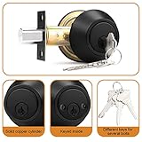 Probrico Double Cylinder Deadbolts Flat Black with Different Keys, Keyway Keys Handleset, 3 Keys Interior& Exterior Door Hardware (for Entrance Lock and Front Gate), 2 Pack