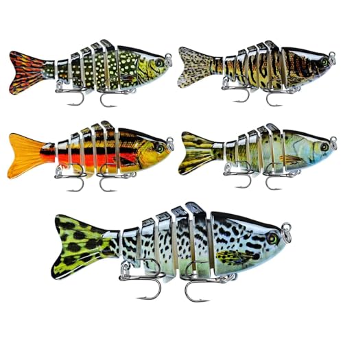 5Pcs Fishing Lures for Freshwater & Saltwater, 3D Bionic Swimming Bait, Bass Fishing Lure, for Professionals and Enthusiasts