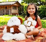 AlpacaNext Soft and Cuddly Baby Alpaca Teddy Bear - 9 inch. Premium Alpaca Stuffed Animal Handmade on Genuine Alpaka Fur. Cute Bear (9 inches, White & Brown)