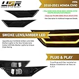 USR UNIQUE STYLE RACING DEPO 10th gen civic side markers-911 Carrera Style LEDLight Bar Smoke Front Bumper Lamp comp. with 2016-2021 Honda Civic Coupe Sedan Hatchback All Models(SmokedLens Amber LED)