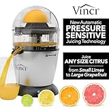 Vinci Hands Free Electric Citrus Juicer, 1-Button Juicer Machine, Orange Lime Grapefruit Lemon Squeezer, Easy to Clean Orange Juicer Squeezer, Black/Stainless Steel