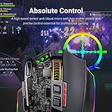 Redragon M801 Wireless Gaming Mouse, RGB Gaming Mouse with MMO 9 Programmable Macro Editing Buttons, UP 16000 Adjustable DPI, Rapid Fire Button for Game, Windows,PC - Wireless, Black