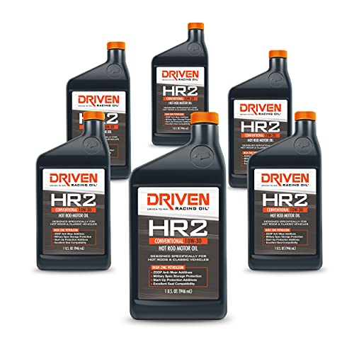 Driven Racing Oil HR-2 10w-30 Motor Oil (6 Quart Pack) Hot Rod Classics Camshaft Protection Storage Protection ZDDP Prevent Dry Starts