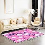 jejeloiu Halloween Area Rug 3x5 Cute Groovy Living Room Rugs for Kids Boys Girls Teens Spiderweb Decorative Carpet Sweet Purple Indoor Floor Mat