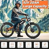 Electric Bike for Adults,2000W Ebike with 52V Removable Battery,7-Speed E Bike, 26" FatTire Ebikes for Adults Up to 35MPH & 67 Miles Full Suspension Dual Hydraulic Brakes,UL 2849 Certified (Orange)