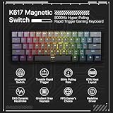 Redragon K617 Rapid Trigger Gaming Keyboard, 60% 61 Keys Wired Mechanical Keyboard w/Hyper-Fast Actuation, Dedicated Magnetic Switch, Actuation Point Adjustable, 8K Hz Polling Rate, Misty Grey