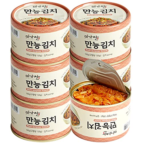 Korean Canned Napa Cabbage Kimchi, Multi-Purpose Kimchi, 5.64oz(160g), Pack of 6, Kimchi Ideal for Any Recipe, Spicy Korean Flavor Kimchi Can, Rich in Probiotics by MIGACHAN
