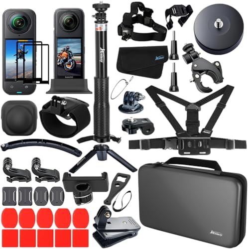 Accessories Kit for Insta360 X5 / X4 Camera Mount Bundle with Magnetic Mount Carrying Case, Selfie Stick, Tripod, Chest Strap,Bike Clamp,Screen Protector Non-Slip Mounts for Insta 360 X5 / X4 60I