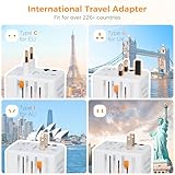 TESSAN 35W Universal Travel Adapter, International Plug Adaptor with 3 USB C and 2 USB A Charging Ports, Worldwide Power Outlet for US to European EU UK AUS Ireland(Type C/G/A/I)