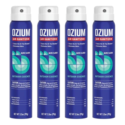 Ozium 3.5 Oz. Air Sanitizer & Odor Eliminator 4 Pack for Homes, Cars, Offices and More, Outdoor Essence, 4 Pack, MULTI