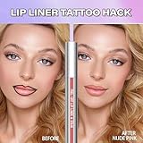 Cilrofelr Peel Off Lip Liner Stain, Long Wear Tattoo Lip Liner with Tweezer, Peel Off Lip Stain with Matte Finish, Long Lasting, Waterproof, Transfer-proof, Highly Pigmented Color (N-Nude Pink)