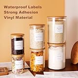 CZZGSM Set of 6 Glass Flour and Sugar jars with 132 Kitchen Pantry Labels - Thicken Large Glass Storage containers with Airtight Bamboo Lid - Glass Rice Canisters for Salt Coffee(100OZ/54OZ/27OZ)