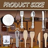 37 Pieces 1:12 Scale Miniatures Dollhouse Kitchen Accessories Include 16 Mini Doll Plates Knife Fork Spoon, 6 Mini Egg Beater Utensil, 15 Mini Tea Cup Set for Doll Toy Supplies (Blue Porcelain)