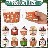 100Pcs 9 oz Christmas Paper Bowls Christmas Treat Snack Cups Xmas Element Disposable Cups Snowman Santa Elk Bowl Ice Cream Dessert Soup Bowls Cups for Christmas Party Supplies Decorations,10 Styles