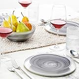 Fortessa La Jolla Glass 16 Piece Dinnerware Set, Service for 4, Grey