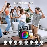 Karaoke Machine, Portable Bluetooth Speaker with 2 Wireless Microphones for Adults & Kids with Lights, Karaoke Microphone with PA System Supports USB/TF/REC/FM/AUX for Home Party