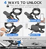 Fingerprint Bike Lock, Anweller Keyless Cable Lock with Key, Heavy Duty Anti Theft Biometric Smart Scooter Lock, Weatherproof Bluetooth Digital Electronic Bicycle Lock