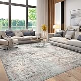 Soalmost Abstract Rug 8x10 Large Living Room Rugs Neutral Modern Washable Area Rugs for Bedroom Dining Room Non-Slip Stain Resistant Foldable Thin Rug Brown Pink