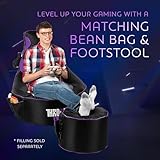 Throne Boss Gaming Bean Bag Chair + Matching Footstool - [Cover ONLY No Filling] - High Back - Dorm Chair - Gamer Beanbag Gaming Chair