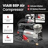 VIAIR 88P - 00088 Tire Inflator Portable On/Offroad Air Compressor for Car, Truck, SUV & RV | 12V Heavy Duty Pump 120 PSI, Alligator Clip, Twist Chuck