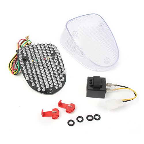 Mallofusa Motorcycle LED Tail Light Integrated Turn Signal Brake Taillight Compatible forYamaha Royal Star XVZ1300 1996-2013/ V-Star 650 XVS650 Silverado 2002-2010 Clear Len