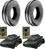 2 (Two) 400x12, 400-12, 4.00-12 Front 3 Rib Tractor Tires with Tubes Hd 4 Pr, Heavy Duty 4 Pr Rating for Superior Grip, Stability, and Longevity in Farming Operations