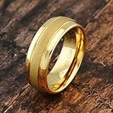 100S JEWELRY Engraved Personlized Tungsten Rings For Men Women Gold Wedding Band SandBlasted Finish Dome Edge Sizes 6-16 (Tungsten, 7.5)