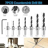 GMTOOLS 28Pcs Woodworking Chamfer Drilling Tools-Countersink Bit, Step Drill Bit Set, Wood Plug Cutter Drill Bit Set (2 Styles), 5-Flute Countersink Drill Bit, Positioning Punch and 1pc Hex Wrench