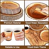 durony 350 Pieces Camping Wood Grain Slice Tableware Set Rustic Camo Hunter Plates Napkins Cups Cutlery Hunting Birthday Party Decorations Lumberjack Dinner Camping Party Decorations Serve 50 Guests