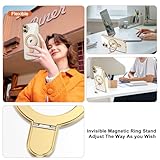 ETPESOK Compatible with iPhone 16 Plus Case with Invisible Magnetic Ring Stand [Compatible with Mag-Safe] [Full Camera Lens Protector] Plating Clear Phone Case for iPhone 16 Plus 6.7", Gold