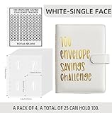 100 Envelopes Money Saving Challenge, 100 Envelope Challenge Binder, Easy and Fun Way to Save $5,050, Savings Challenges Budget Book Binder with Cash Envelopes for Office,Home,School (White)