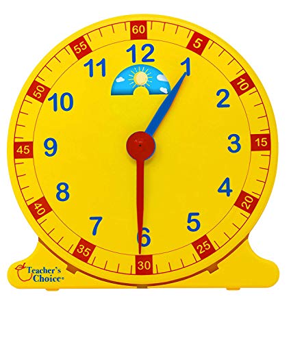 Learn How to Tell Time Teaching Clock – Large 12" Classroom Demonstration Night and Day Learning Clock