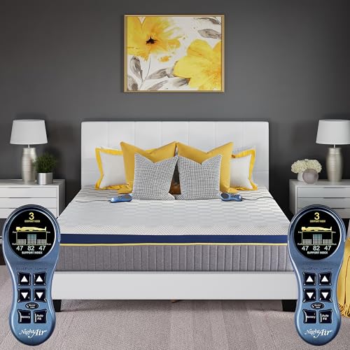Night Air 11" King Size Smart Zone Bed, 6 Sleep Comfort Control Zones with Separate Adjustable Lumbar Support, Includes Heads-Up Power Adjustable Base, Comfort Foam Layer