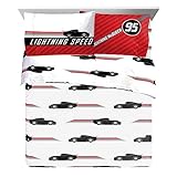 Jay Franco Disney Pixar Cars Racing Machine 7 Piece Queen Bed Set - Includes Comforter & Sheet Set - Bedding Features Lightning McQueen - Super Soft Fade Resistant Microfiber